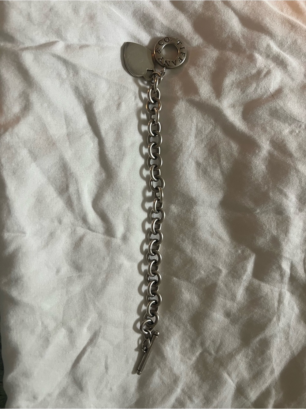 Tiffany & Co. Sterling Silver Toggle Chain Bracelet with Heart Charm - Silver